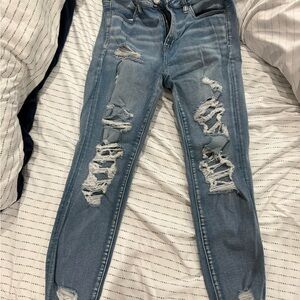 American Eagle Outfitters Light Blue Distressed Jeggings